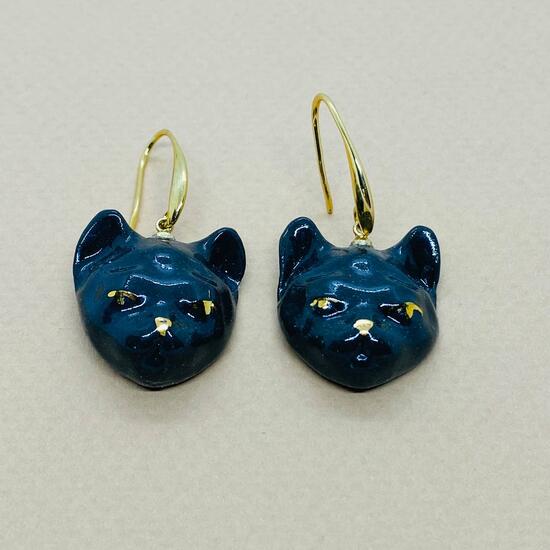 Серьги Кошка фарфор