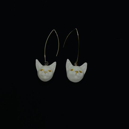 Серьги Котята фарфор