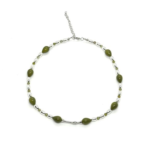 Колье родий с зеленый