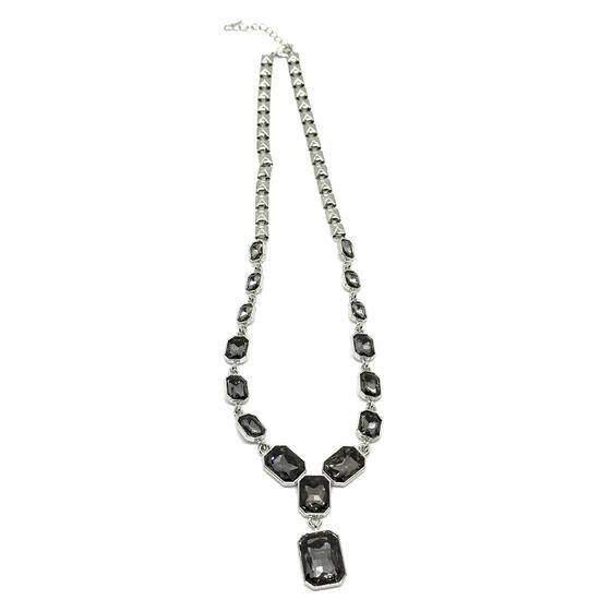 Колье галстук серый камень