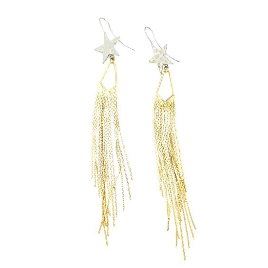 Серьги звезда с цепочками