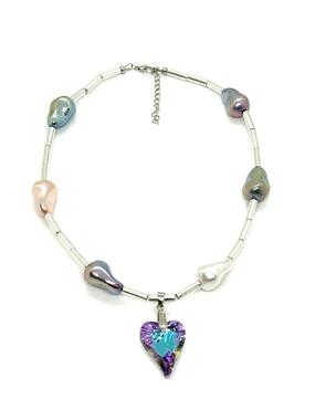 Колье жемчуг с сердцем