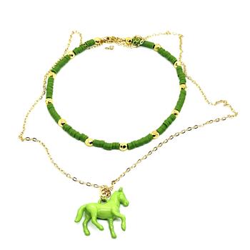 Колье зеленая лошадь