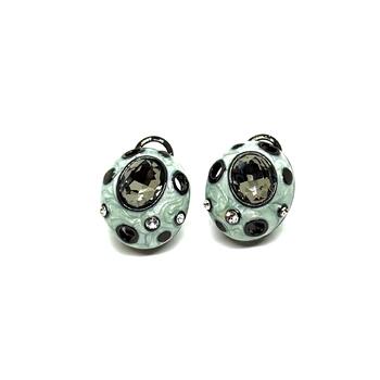 Серьги овал серый