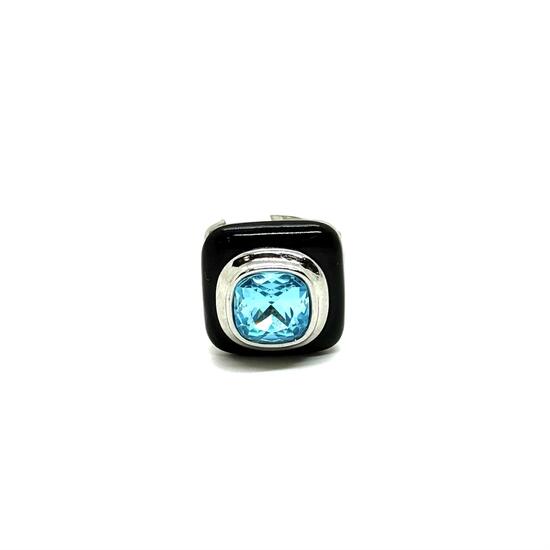 Кольцо синий камень