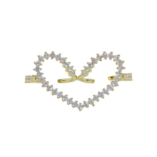 Кольцо Сердце на два пальца